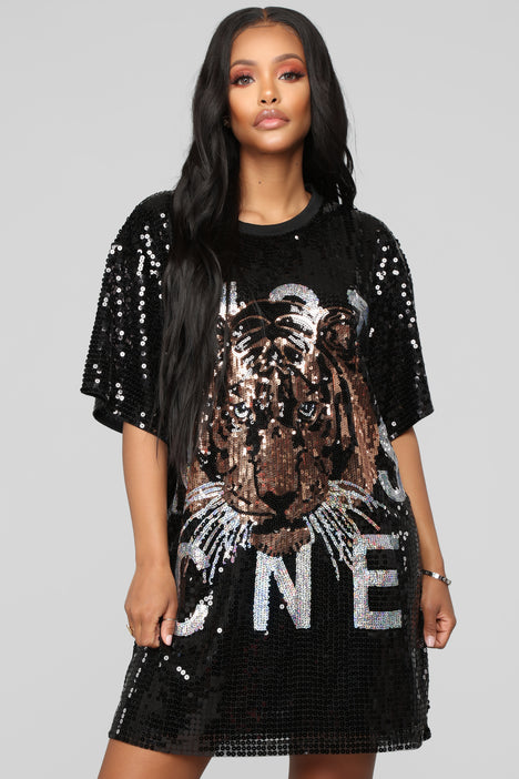 Animal Inside Me Sequin Shirt Dress ...